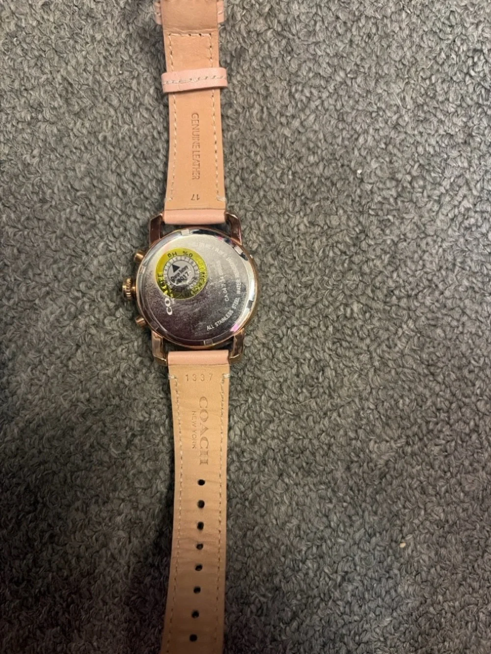Coach Blush Pink Leather Watch Rose Gold Crystal Dial Women’s
